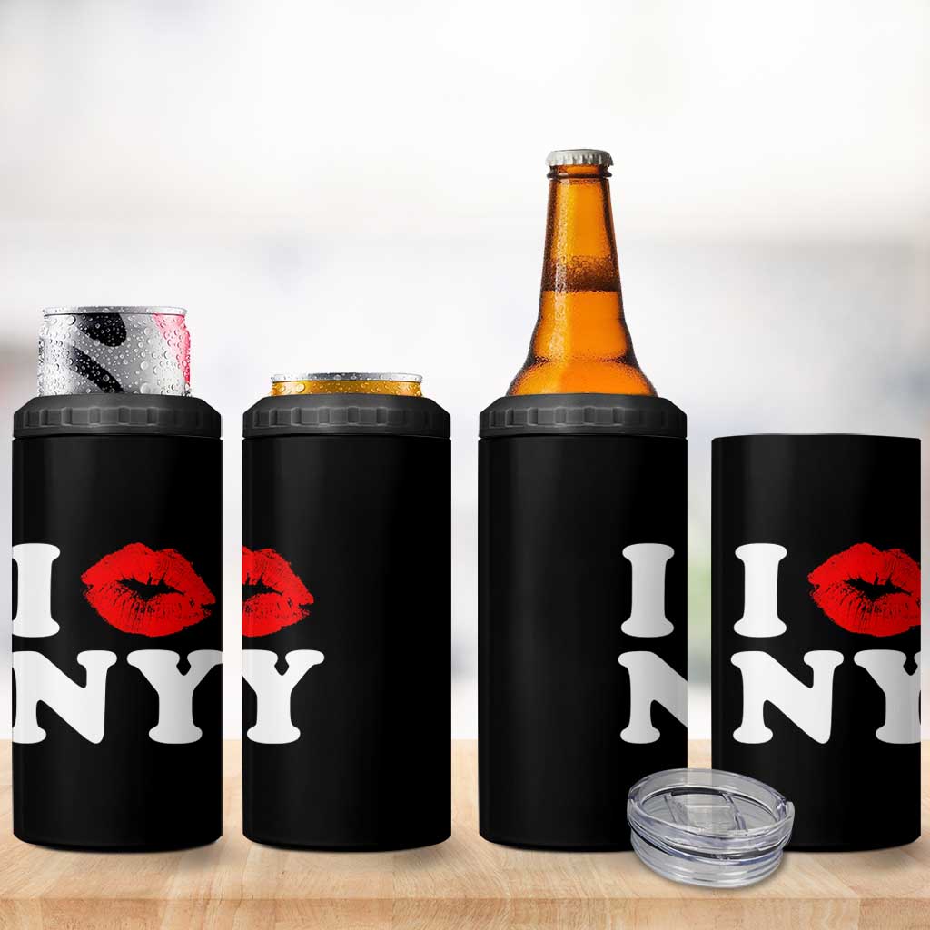 I Love NY 4 in 1 Can Cooler Tumbler Sexy Lips Red Lipstick Kiss New York Lover Travel Gift - Wonder Print Shop
