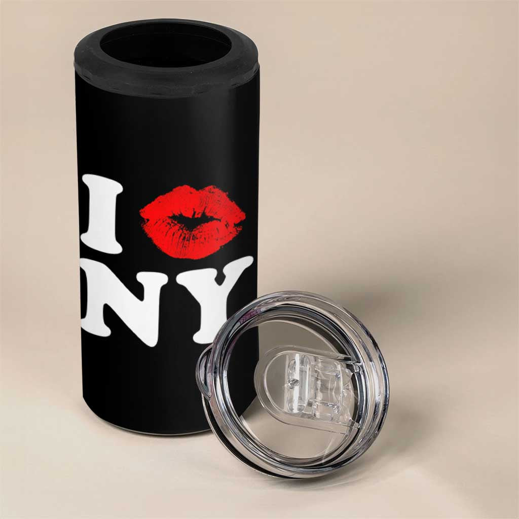 I Love NY 4 in 1 Can Cooler Tumbler Sexy Lips Red Lipstick Kiss New York Lover Travel Gift - Wonder Print Shop