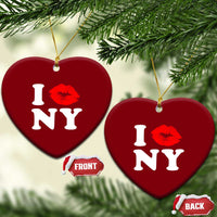 I Love NY Ceramic Ornament Sexy Lips Red Lipstick Kiss New York Lover Travel Gift - Wonder Print Shop