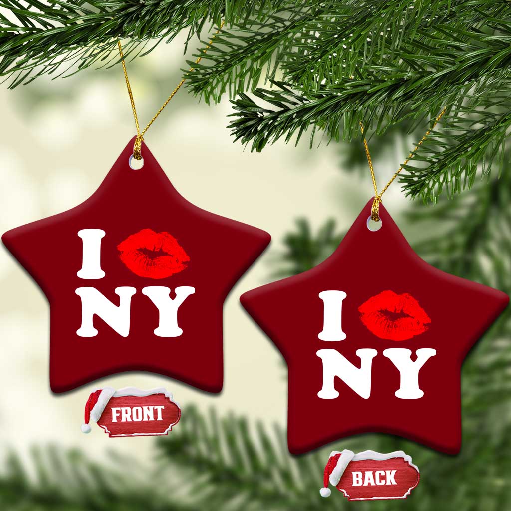 I Love NY Ceramic Ornament Sexy Lips Red Lipstick Kiss New York Lover Travel Gift - Wonder Print Shop
