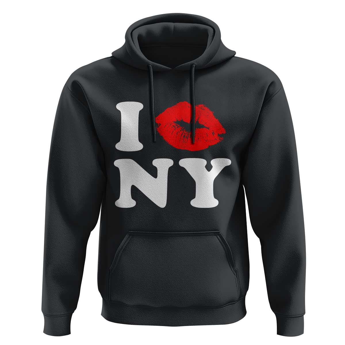 I Love NY Hoodie Sexy Lips Red Lipstick Kiss New York Lover Travel Gift - Wonder Print Shop
