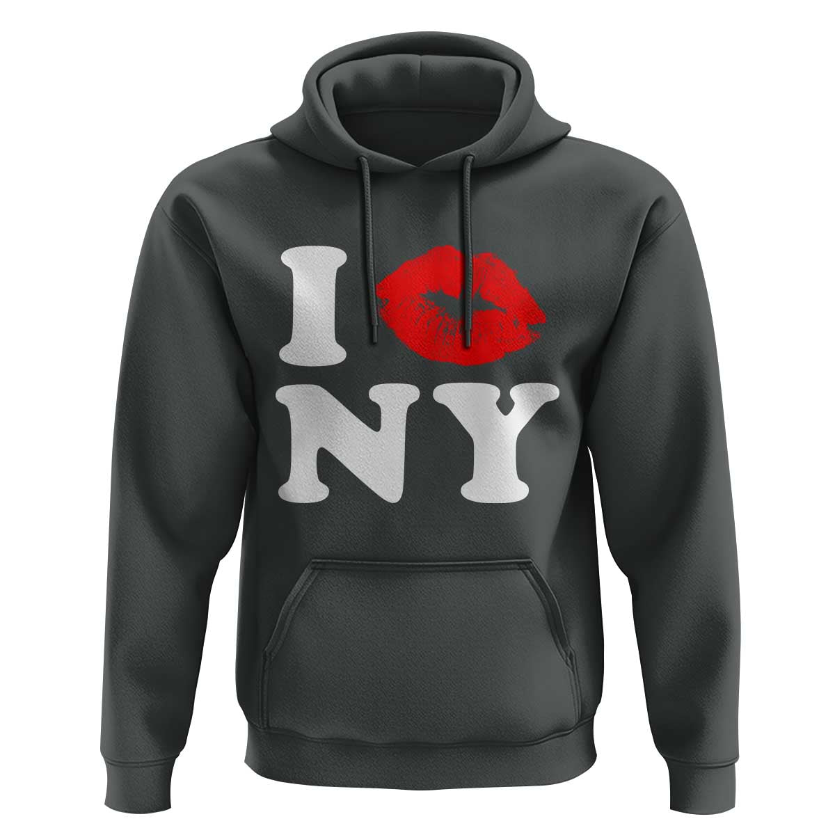 I Love NY Hoodie Sexy Lips Red Lipstick Kiss New York Lover Travel Gift - Wonder Print Shop