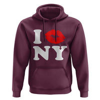 I Love NY Hoodie Sexy Lips Red Lipstick Kiss New York Lover Travel Gift - Wonder Print Shop