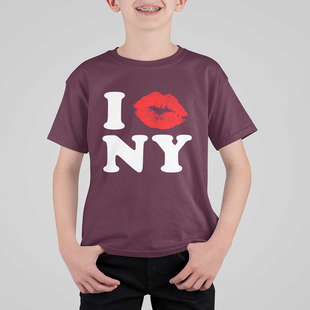 I Love NY T Shirt For Kid Sexy Lips Red Lipstick Kiss New York Lover Travel Gift - Wonder Print Shop