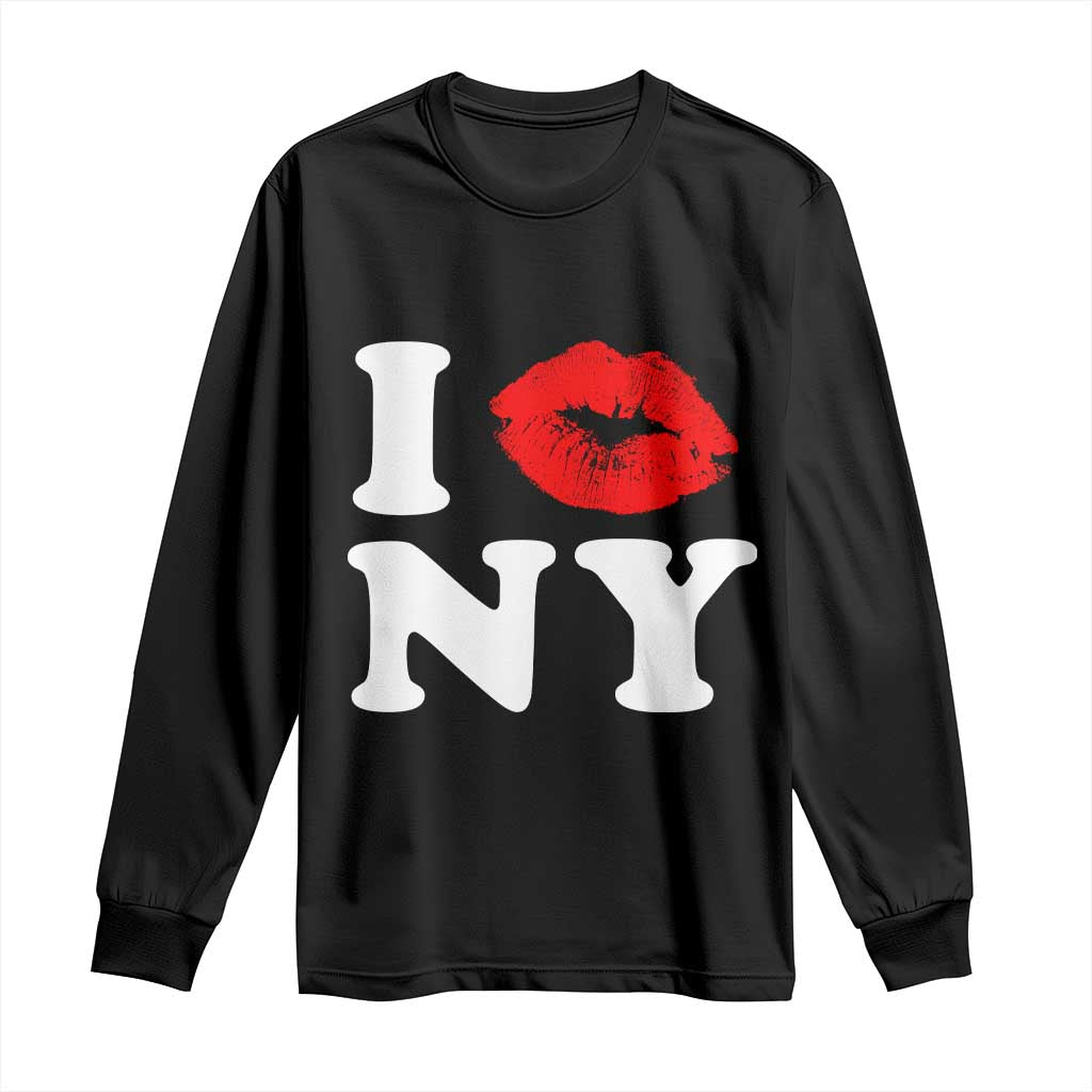 I Love NY Long Sleeve Shirt Sexy Lips Red Lipstick Kiss New York Lover Travel Gift - Wonder Print Shop