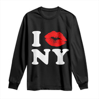 I Love NY Long Sleeve Shirt Sexy Lips Red Lipstick Kiss New York Lover Travel Gift - Wonder Print Shop