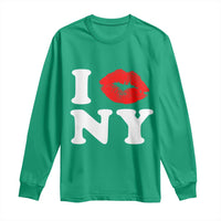I Love NY Long Sleeve Shirt Sexy Lips Red Lipstick Kiss New York Lover Travel Gift - Wonder Print Shop