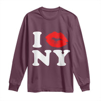 I Love NY Long Sleeve Shirt Sexy Lips Red Lipstick Kiss New York Lover Travel Gift - Wonder Print Shop