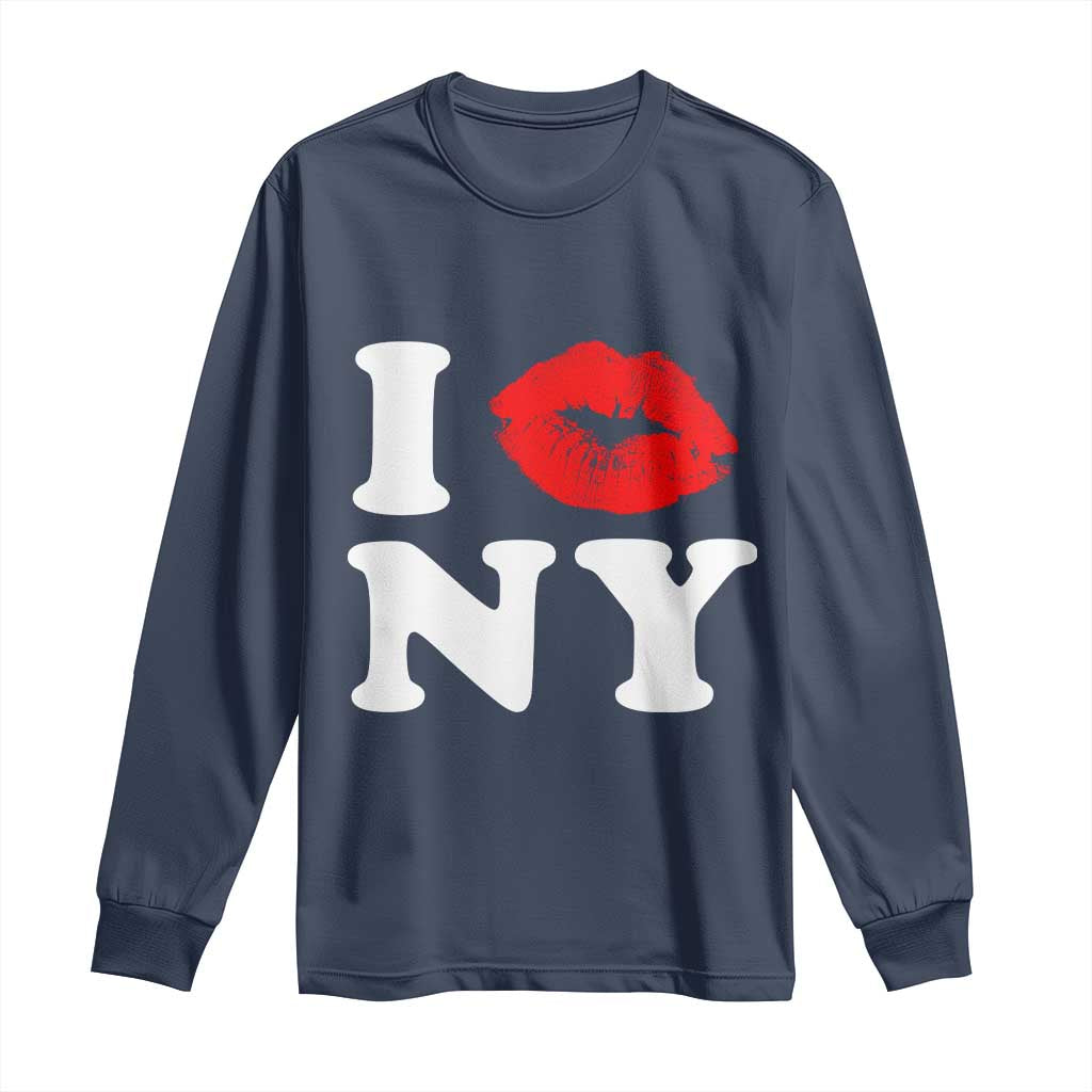 I Love NY Long Sleeve Shirt Sexy Lips Red Lipstick Kiss New York Lover Travel Gift - Wonder Print Shop