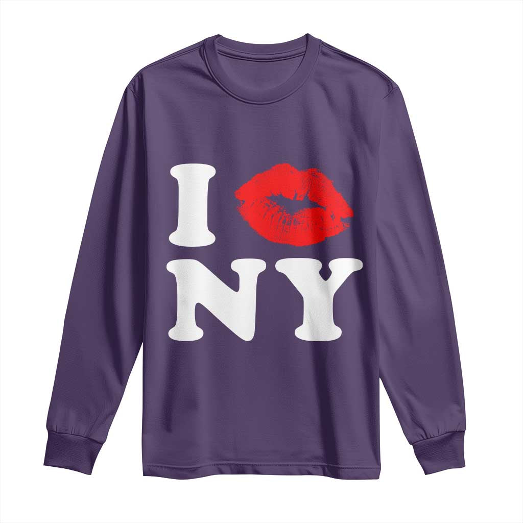 I Love NY Long Sleeve Shirt Sexy Lips Red Lipstick Kiss New York Lover Travel Gift - Wonder Print Shop