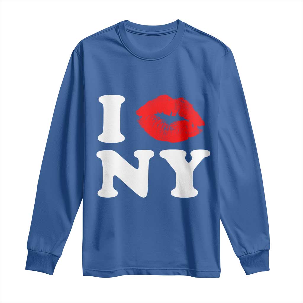 I Love NY Long Sleeve Shirt Sexy Lips Red Lipstick Kiss New York Lover Travel Gift - Wonder Print Shop