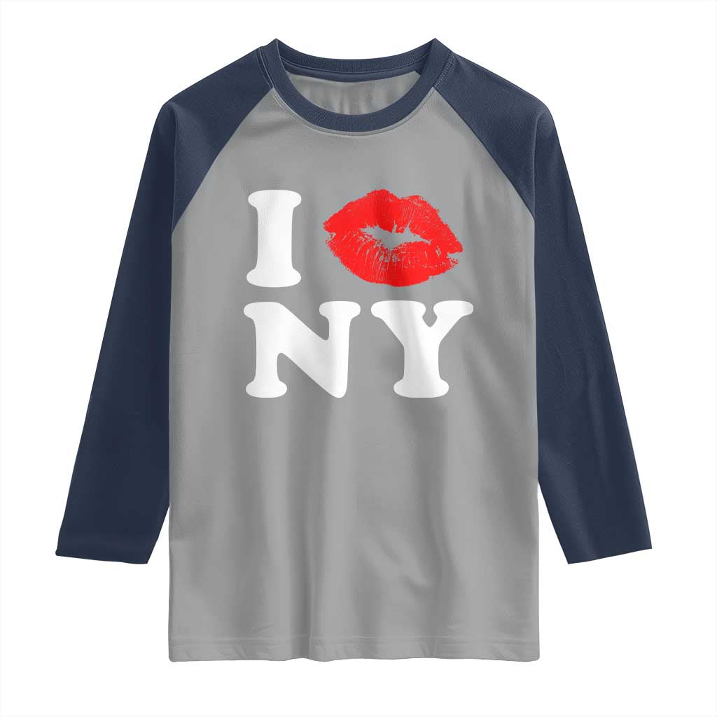 I Love NY Raglan Shirt Sexy Lips Red Lipstick Kiss New York Lover Travel Gift - Wonder Print Shop