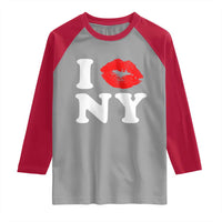 I Love NY Raglan Shirt Sexy Lips Red Lipstick Kiss New York Lover Travel Gift - Wonder Print Shop