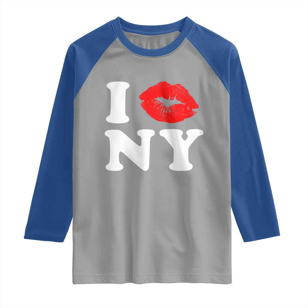 I Love NY Raglan Shirt Sexy Lips Red Lipstick Kiss New York Lover Travel Gift - Wonder Print Shop