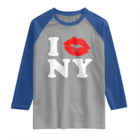 I Love NY Raglan Shirt Sexy Lips Red Lipstick Kiss New York Lover Travel Gift - Wonder Print Shop