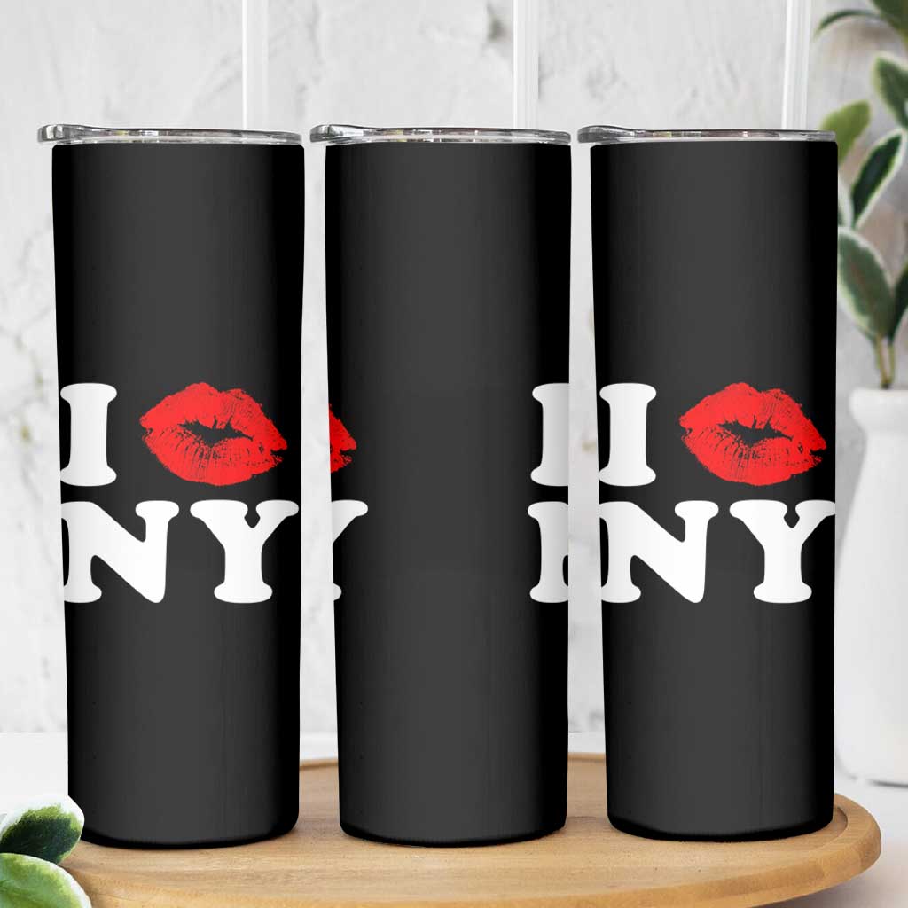 I Love NY Skinny Tumbler Sexy Lips Red Lipstick Kiss New York Lover Travel Gift - Wonder Print Shop