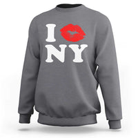 I Love NY Sweatshirt Sexy Lips Red Lipstick Kiss New York Lover Travel Gift - Wonder Print Shop