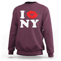 I Love NY Sweatshirt Sexy Lips Red Lipstick Kiss New York Lover Travel Gift - Wonder Print Shop