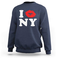 I Love NY Sweatshirt Sexy Lips Red Lipstick Kiss New York Lover Travel Gift - Wonder Print Shop