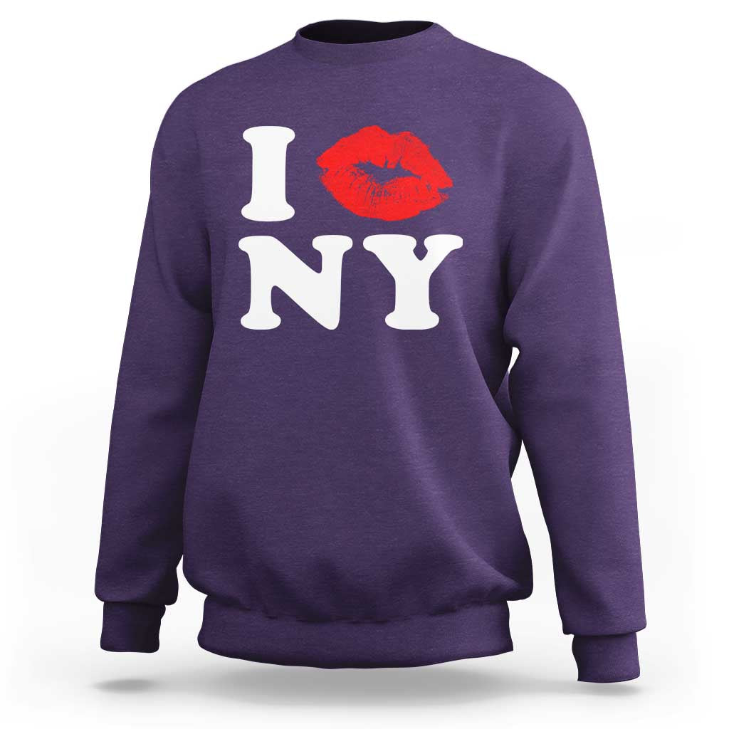 I Love NY Sweatshirt Sexy Lips Red Lipstick Kiss New York Lover Travel Gift - Wonder Print Shop