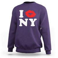 I Love NY Sweatshirt Sexy Lips Red Lipstick Kiss New York Lover Travel Gift - Wonder Print Shop