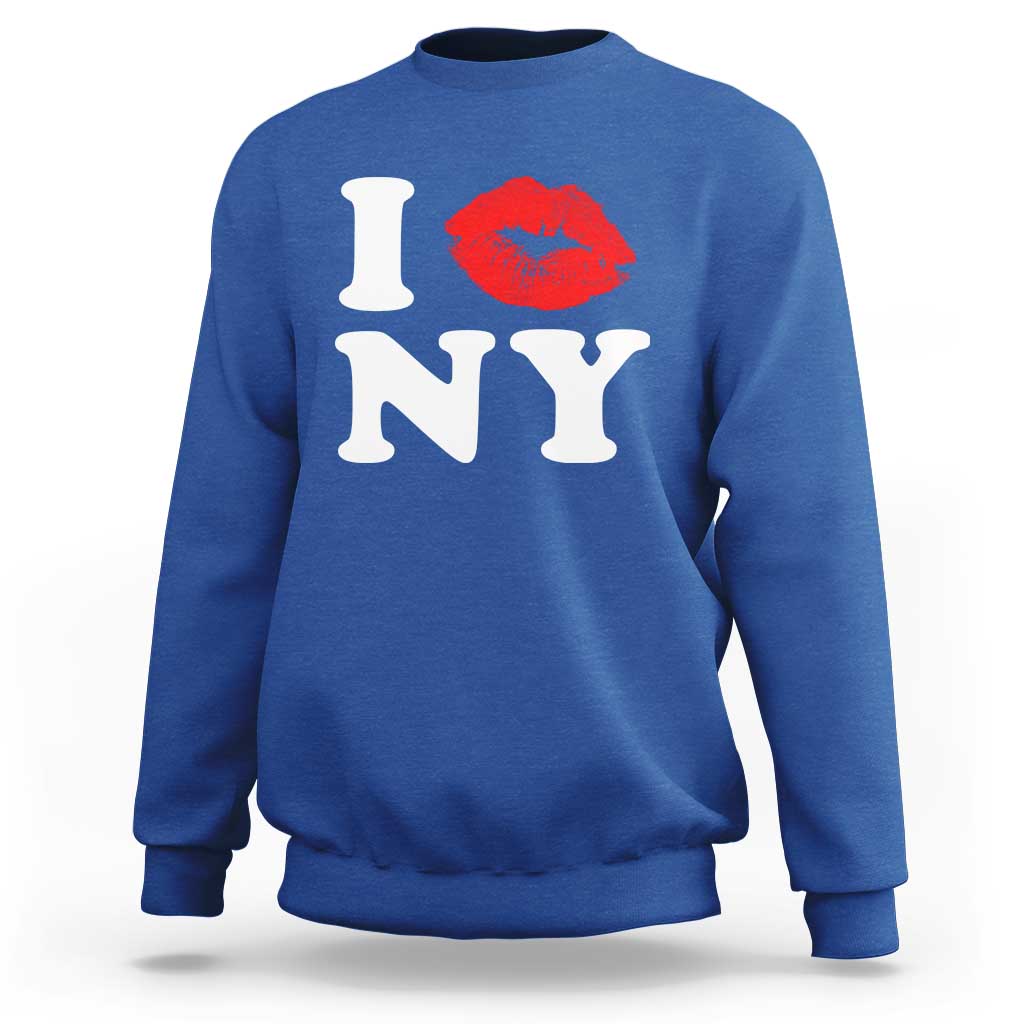 I Love NY Sweatshirt Sexy Lips Red Lipstick Kiss New York Lover Travel Gift - Wonder Print Shop