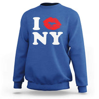 I Love NY Sweatshirt Sexy Lips Red Lipstick Kiss New York Lover Travel Gift - Wonder Print Shop