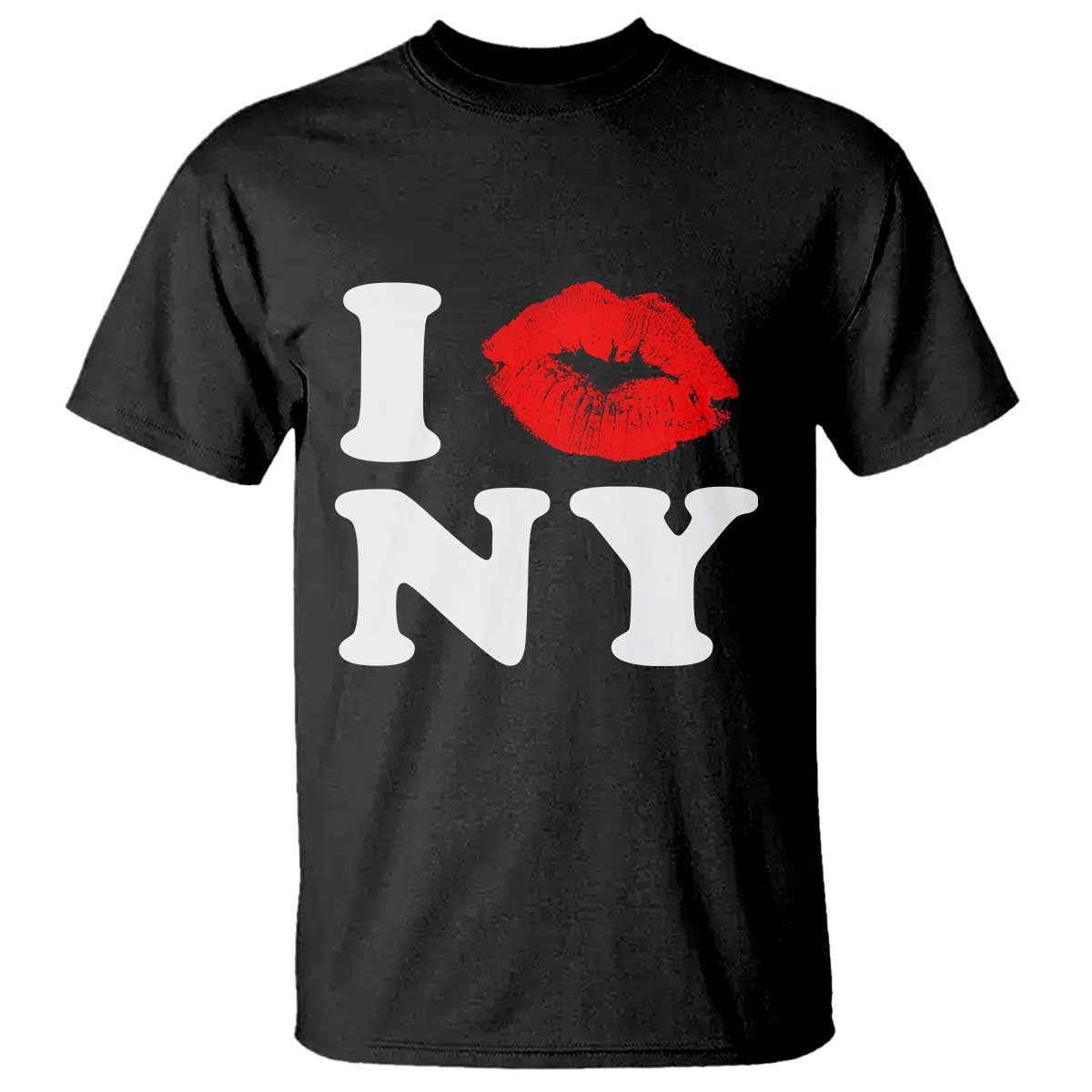 I Love NY T Shirt Sexy Lips Red Lipstick Kiss New York Lover Travel Gift - Wonder Print Shop