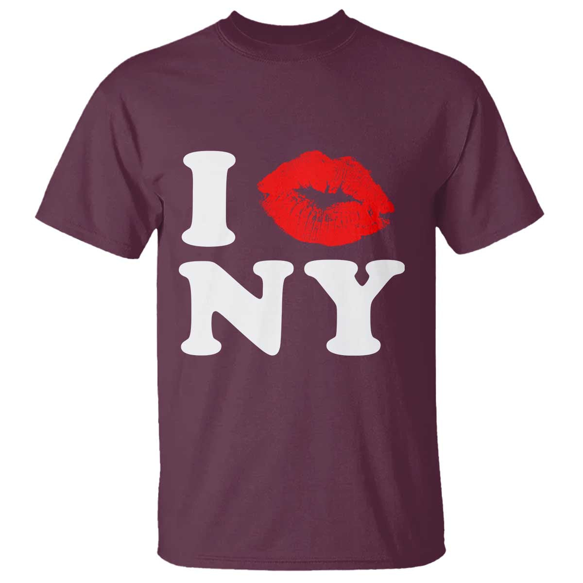 I Love NY T Shirt Sexy Lips Red Lipstick Kiss New York Lover Travel Gift - Wonder Print Shop