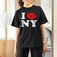 I Love NY T Shirt For Women Sexy Lips Red Lipstick Kiss New York Lover Travel Gift - Wonder Print Shop