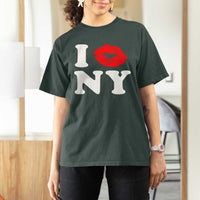 I Love NY T Shirt For Women Sexy Lips Red Lipstick Kiss New York Lover Travel Gift - Wonder Print Shop