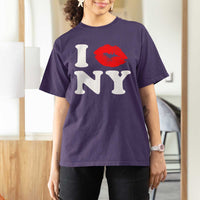 I Love NY T Shirt For Women Sexy Lips Red Lipstick Kiss New York Lover Travel Gift - Wonder Print Shop