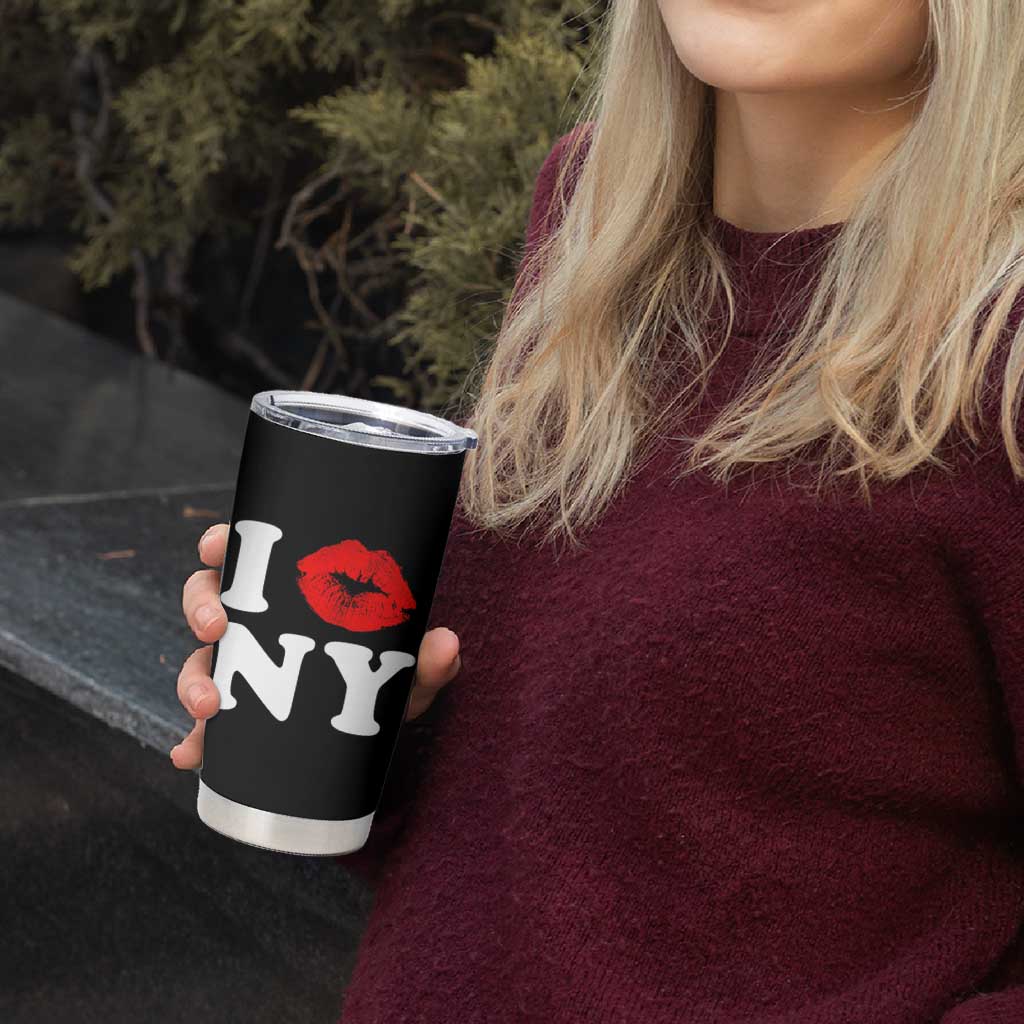 I Love NY Tumbler Cup Sexy Lips Red Lipstick Kiss New York Lover Travel Gift - Wonder Print Shop