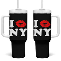 I Love NY Tumbler With Handle Sexy Lips Red Lipstick Kiss New York Lover Travel Gift - Wonder Print Shop