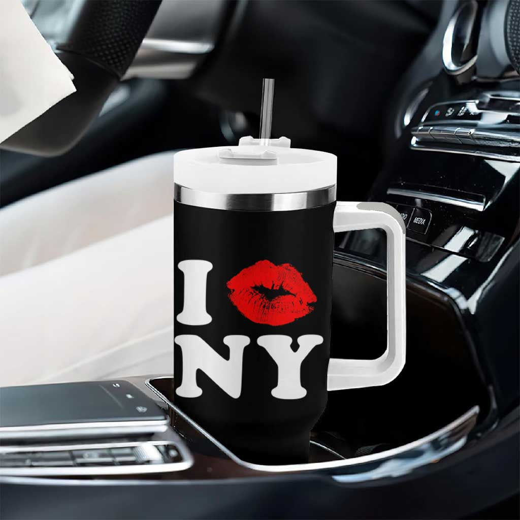 I Love NY Tumbler With Handle Sexy Lips Red Lipstick Kiss New York Lover Travel Gift - Wonder Print Shop