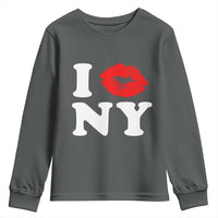 I Love NY Youth Sweatshirt Sexy Lips Red Lipstick Kiss New York Lover Travel Gift - Wonder Print Shop
