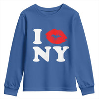 I Love NY Youth Sweatshirt Sexy Lips Red Lipstick Kiss New York Lover Travel Gift - Wonder Print Shop