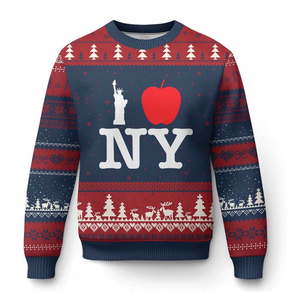 I Love NY Ugly Christmas Sweater New York Lover Travel Gift - Wonder Print Shop
