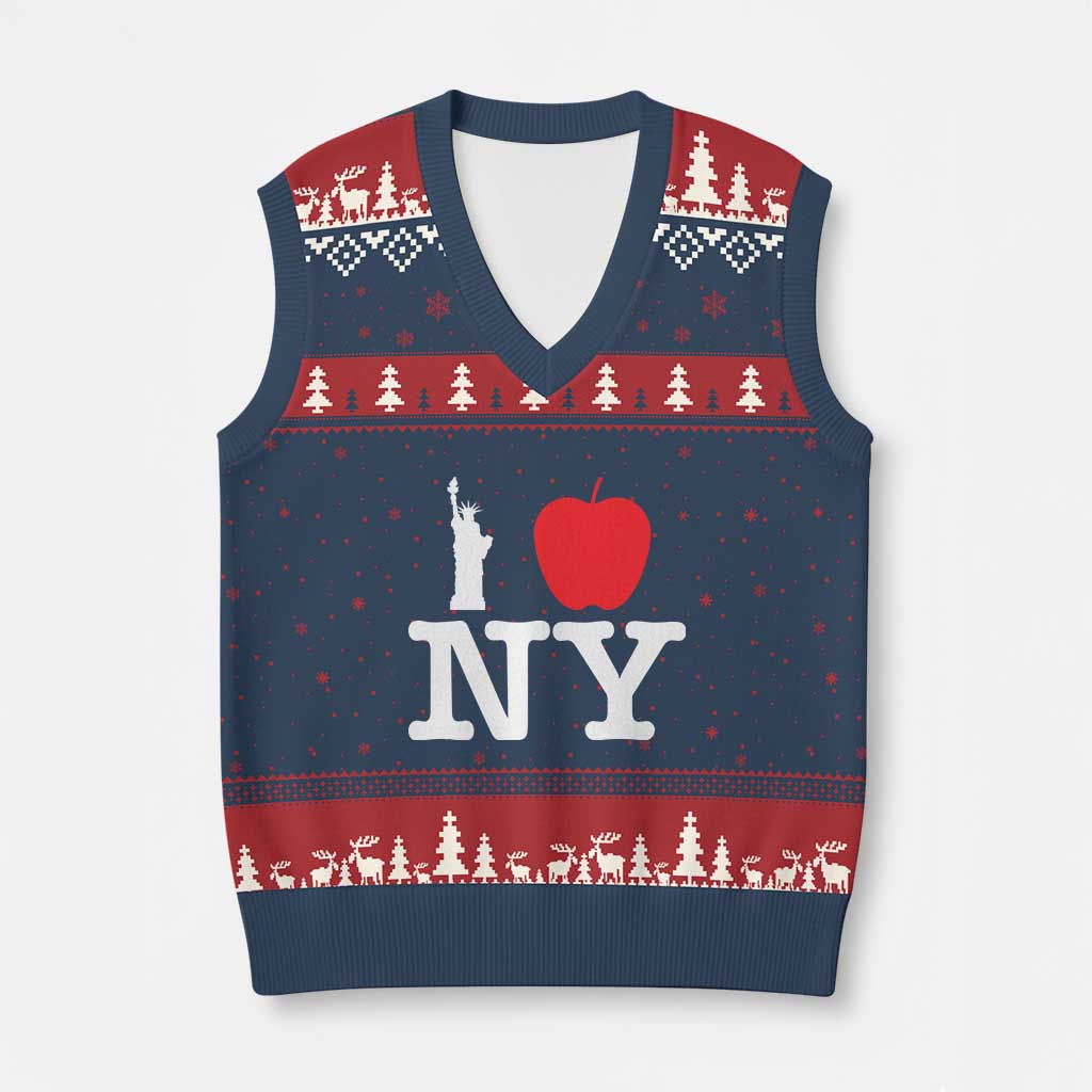 I Love NY V-Neck Knit Sweater Vest New York Lover Travel Gift - Wonder Print Shop
