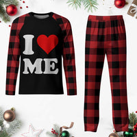 I Love Me Plaid Pajama Set Funny Self Love Heart Positive Vibes - Wonder Print Shop