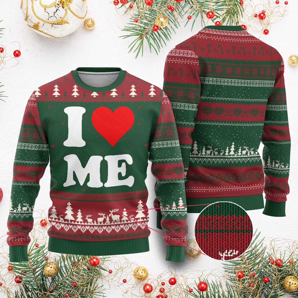 I Love Me Ugly Christmas Sweater Funny Self Love Heart Positive Vibes - Wonder Print Shop