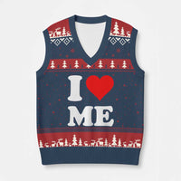 I Love Me V-Neck Knit Sweater Vest Funny Self Love Heart Positive Vibes - Wonder Print Shop