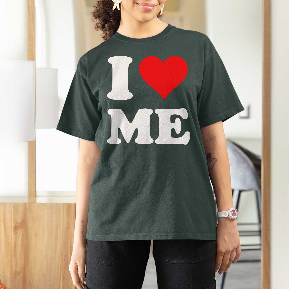 I Love Me T Shirt For Women Funny Self Love Heart Positive Vibes - Wonder Print Shop
