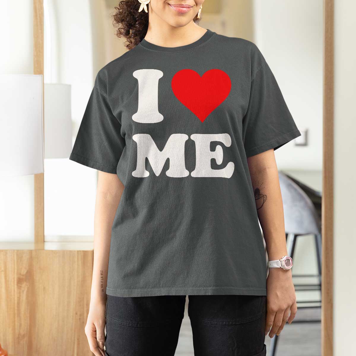 I Love Me T Shirt For Women Funny Self Love Heart Positive Vibes - Wonder Print Shop