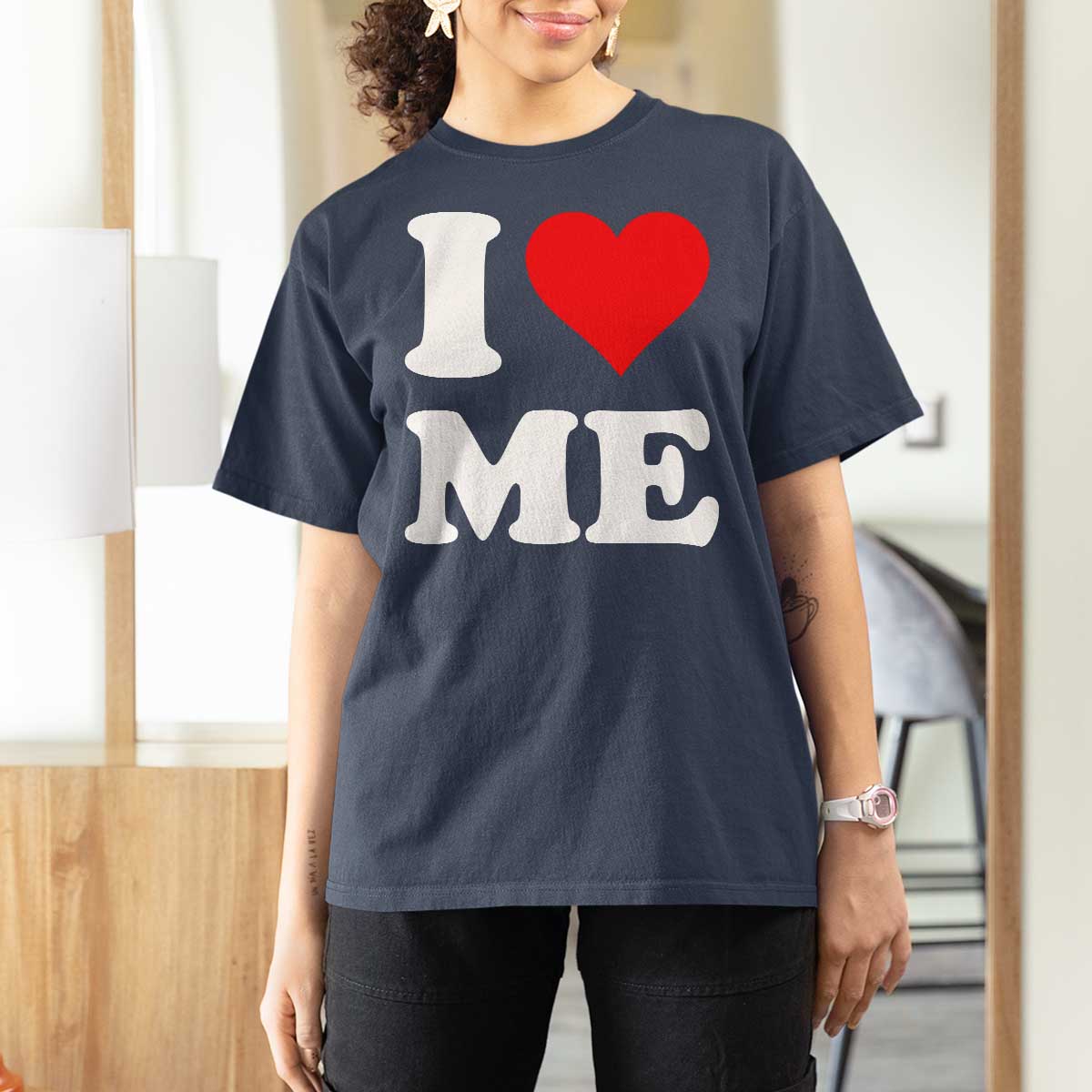 I Love Me T Shirt For Women Funny Self Love Heart Positive Vibes - Wonder Print Shop