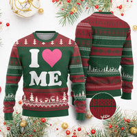 I Love Me Ugly Christmas Sweater Funny Self Love Pink Heart Positive Vibes - Wonder Print Shop