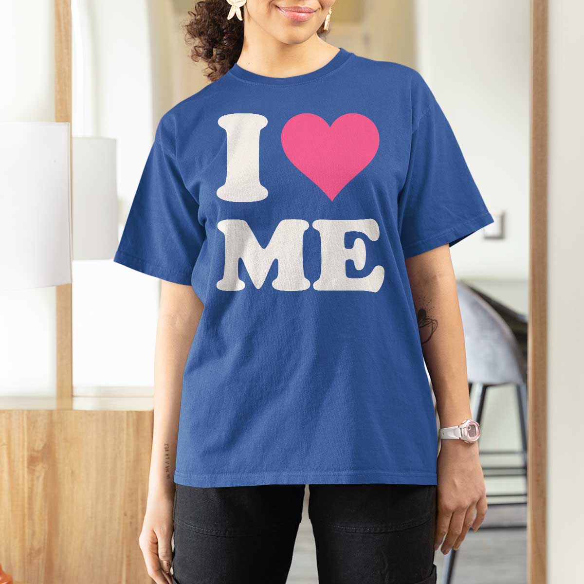 I Love Me T Shirt For Women Funny Self Love Pink Heart Positive Vibes - Wonder Print Shop