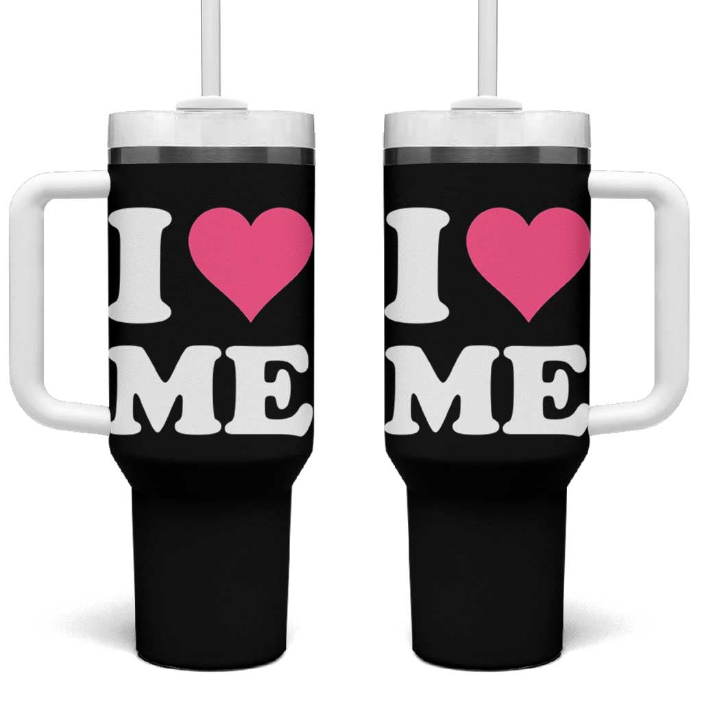 I Love Me Tumbler With Handle Funny Self Love Pink Heart Positive Vibes - Wonder Print Shop