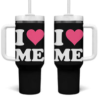 I Love Me Tumbler With Handle Funny Self Love Pink Heart Positive Vibes - Wonder Print Shop