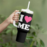 I Love Me Tumbler With Handle Funny Self Love Pink Heart Positive Vibes - Wonder Print Shop